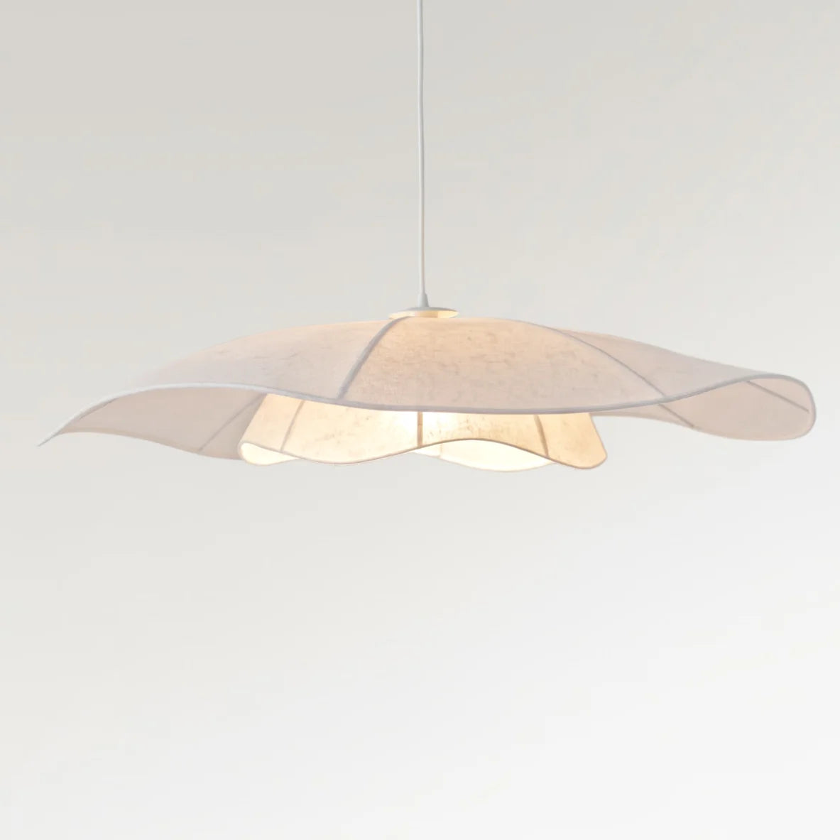 Elunira Minimalistische weiße Leinen-Pendelleuchte | Leinenlampe