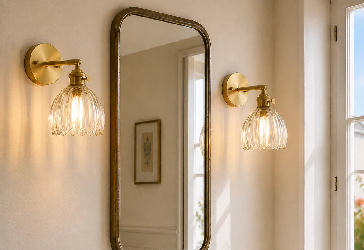 Lotus wall light in a bathroom