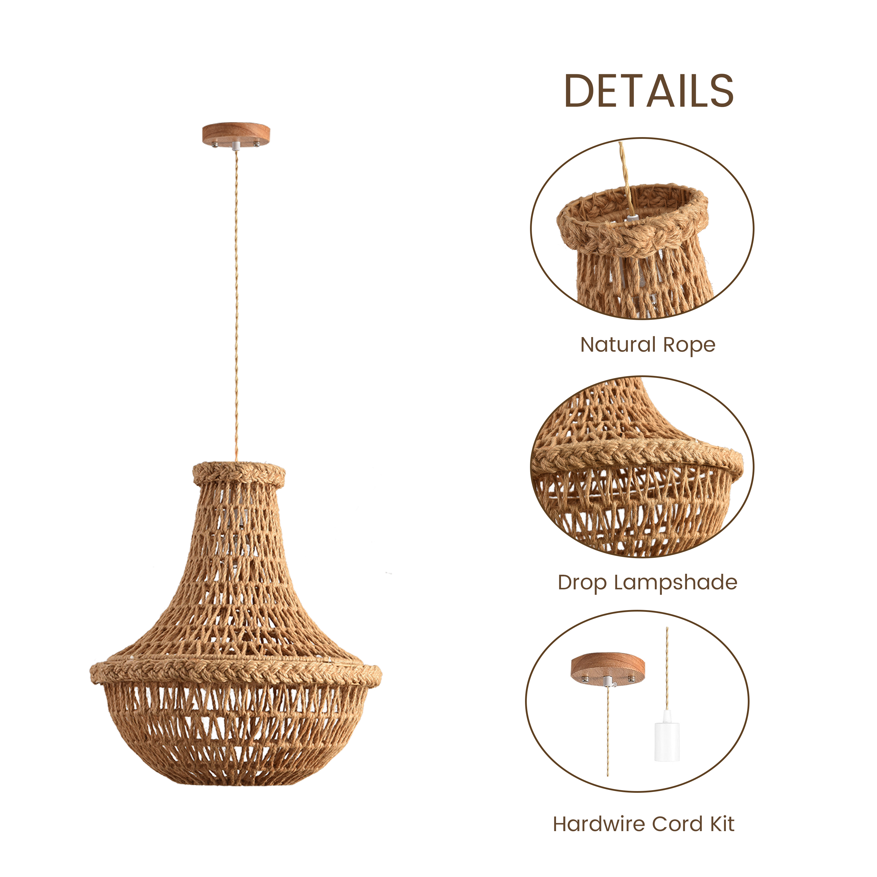 Shauna Drop Rope Pendant Light – At Ease Home Life