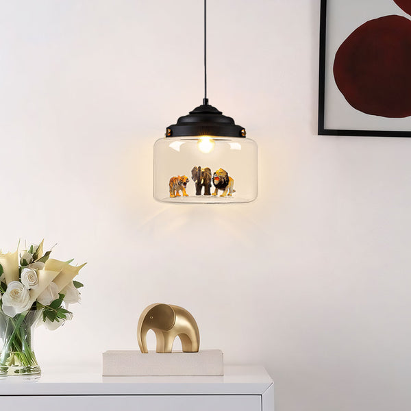 Lampada a sospensione in vetro Calliope Zoo
