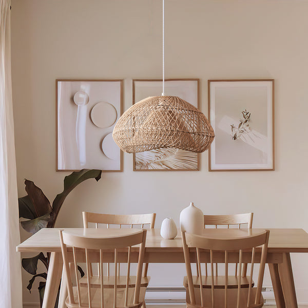 Fleming Wave Rattan Pendant Light