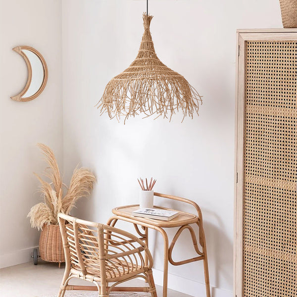 Deirdre Fringe Rattan Pendant Light