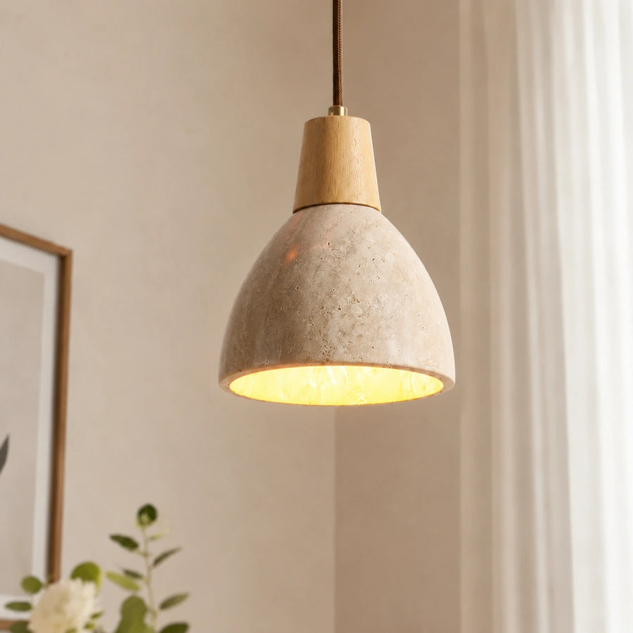 Lampada a sospensione Ajaccio in travertino naturale moderno