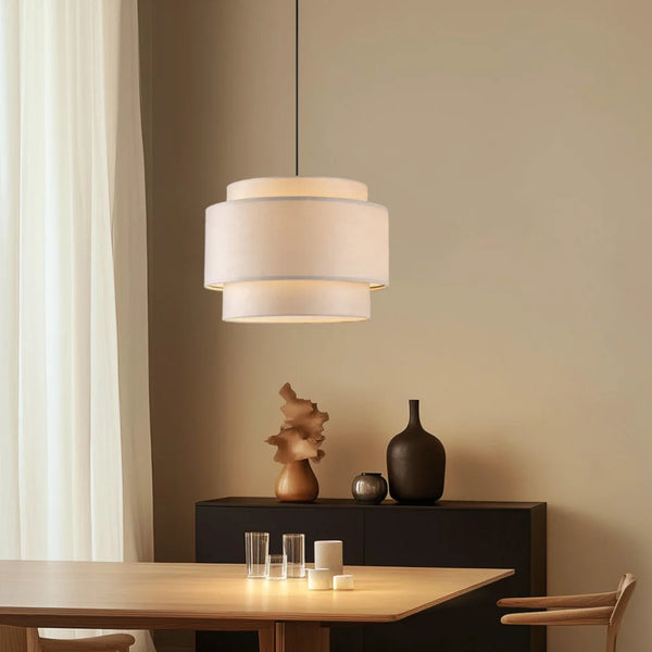 Alfheim wielopoziomowa lampa wisząca z bębnowym abażurem z lnu