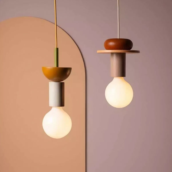 Lampada a sospensione in legno geometrica multicolore Alvar