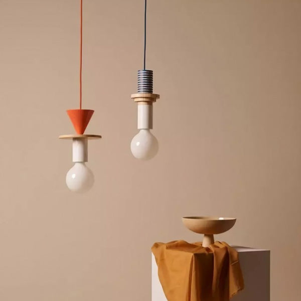 Lampada a sospensione in legno geometrica multicolore Alvar