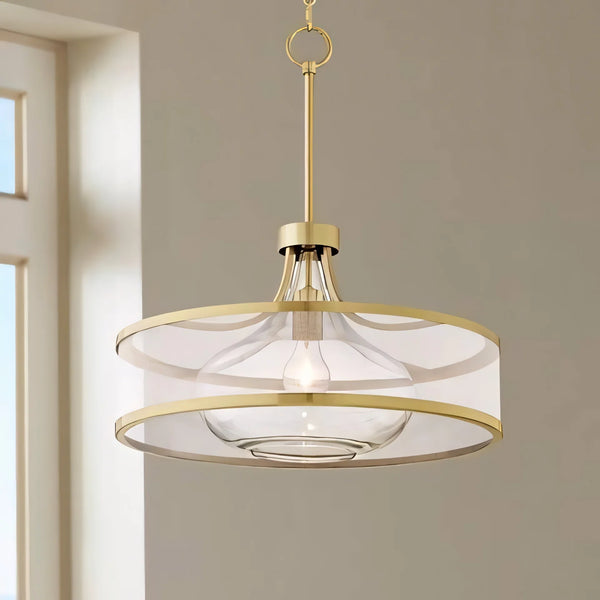 Luce a sospensione in vetro organza antico Lirian