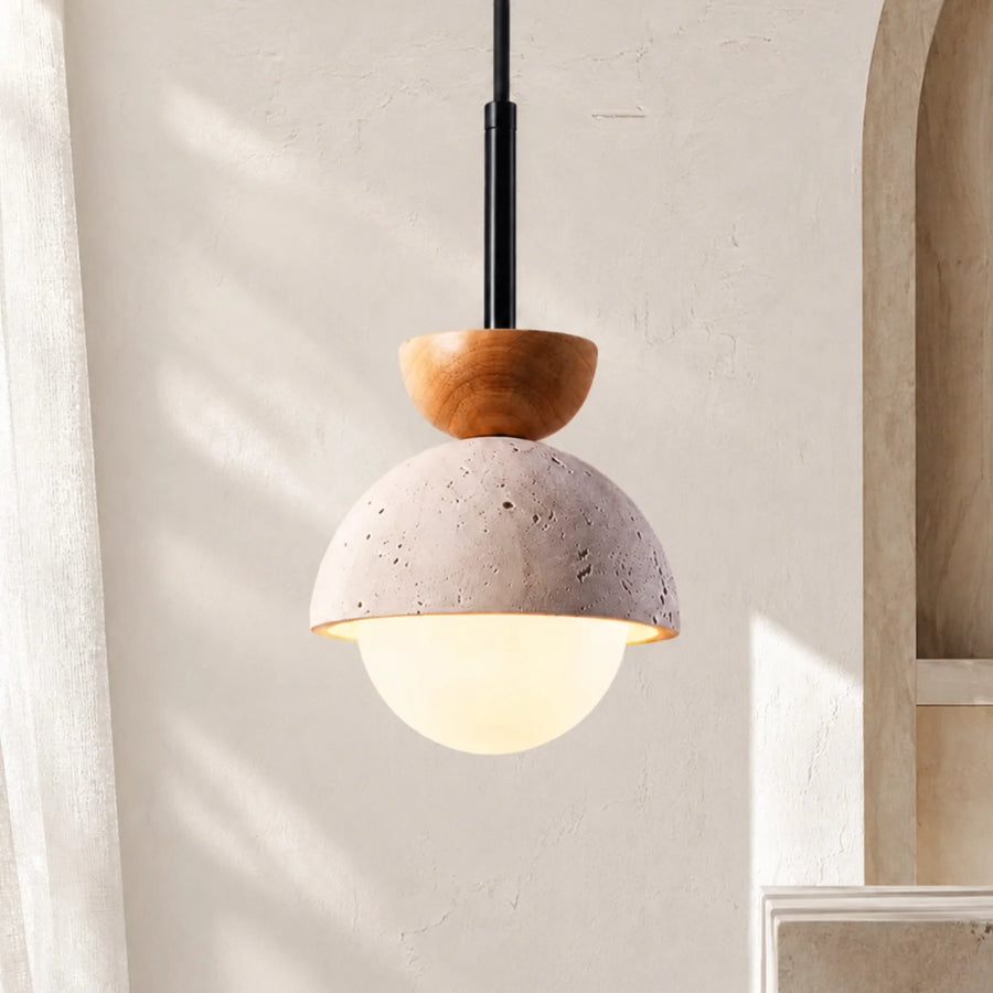 Lampada a sospensione sferica Athenis Luna Stone