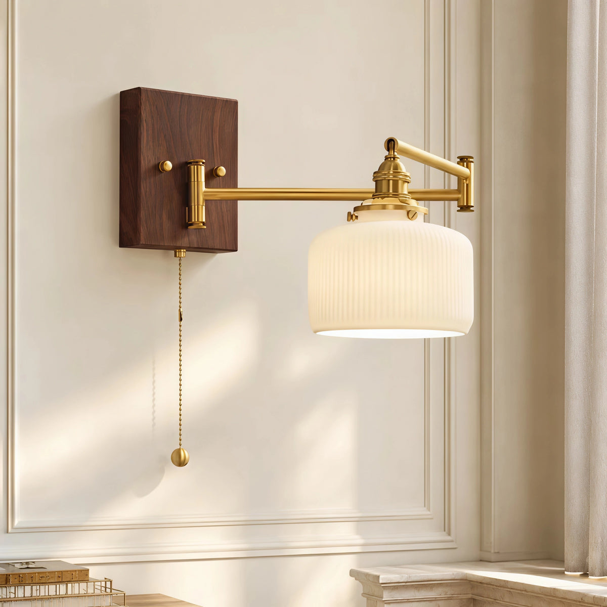 Lampe murale à bras oscillant en céramique rétro Aurora