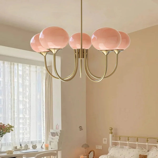 Rheon Bauhaus Cream Glass Globe Kandelaber