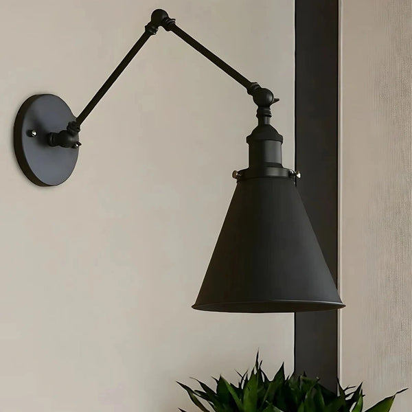 Lampa ścienna z wahadłowym ramieniem w stylu retro industrialnym Boris