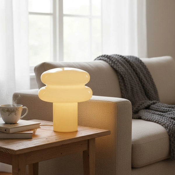 Bruno Bauhaus Mushroom Opal Glass Table Lamp