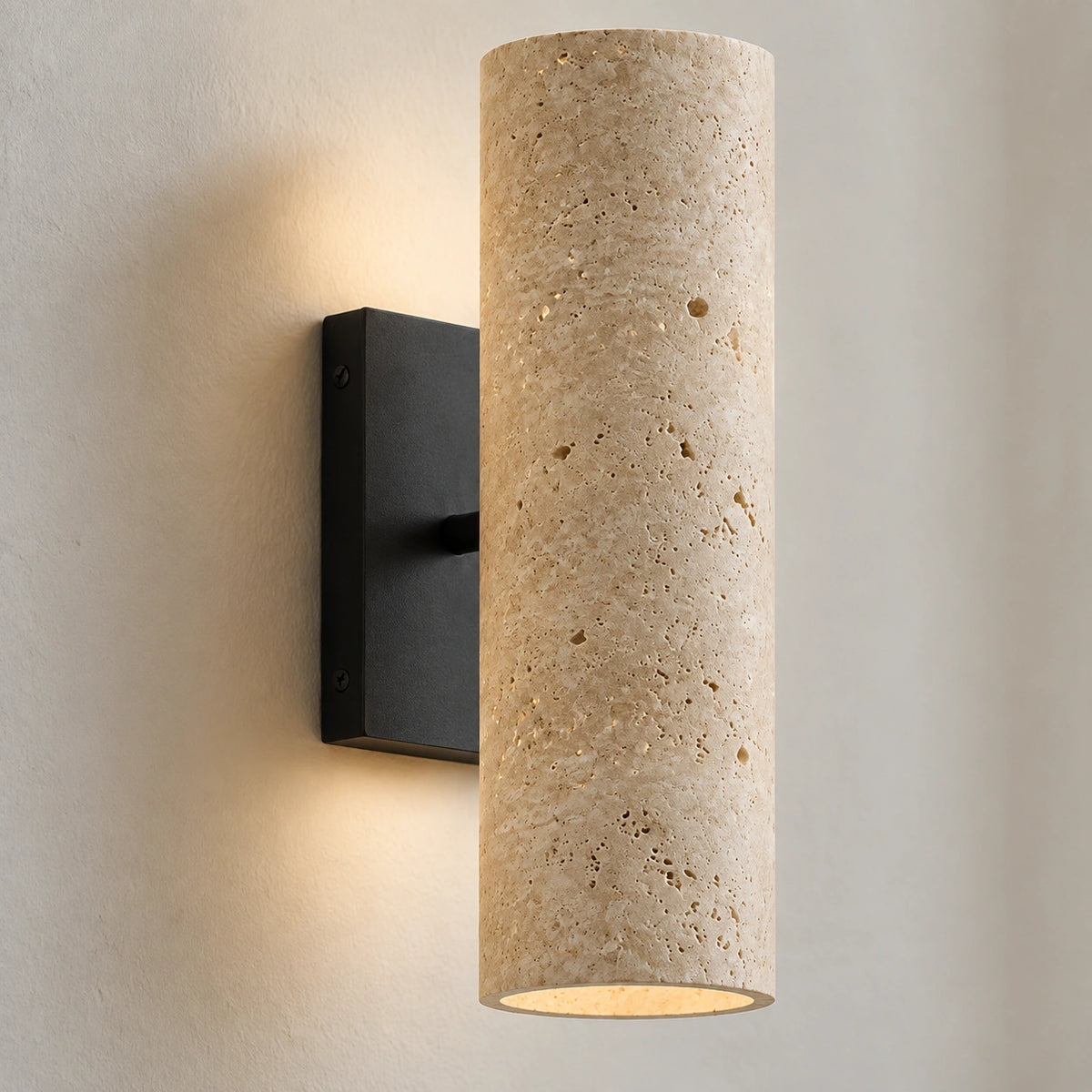 Close view of the travertine shade