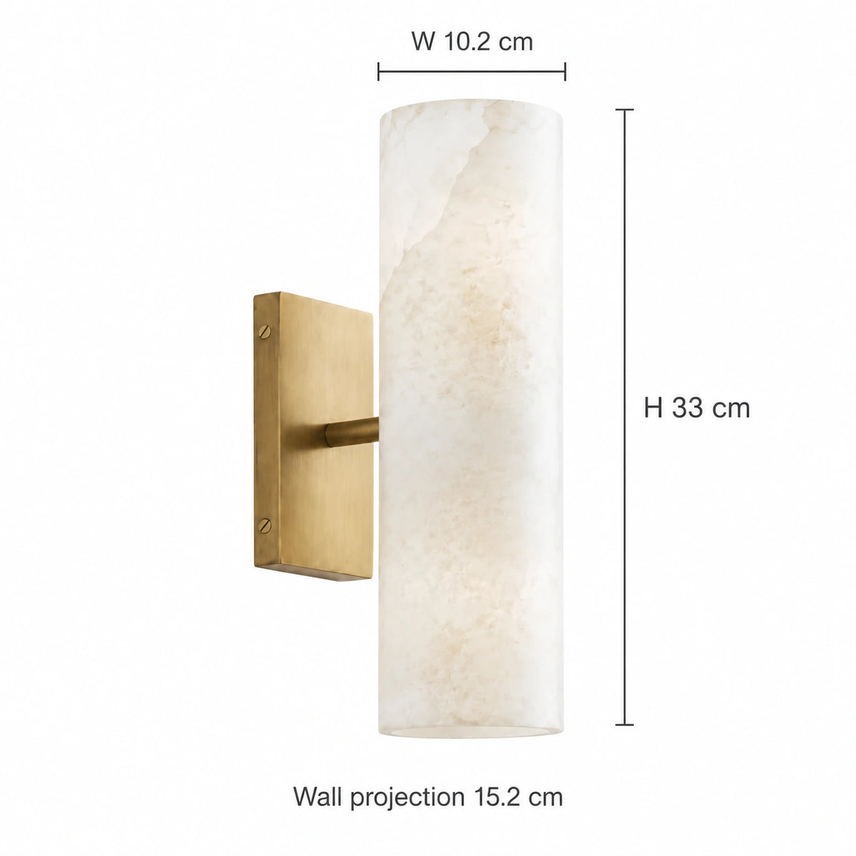 Complete Cian wall light with width 10.2 cm, height 33 cm and wall projection 15.2 cm