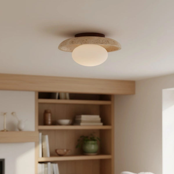 Calista Modern Travertine Round Ceiling Light