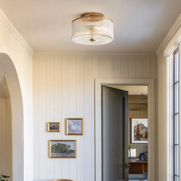Lampadario a tamburo in vetro a righe Castor Farmhouse