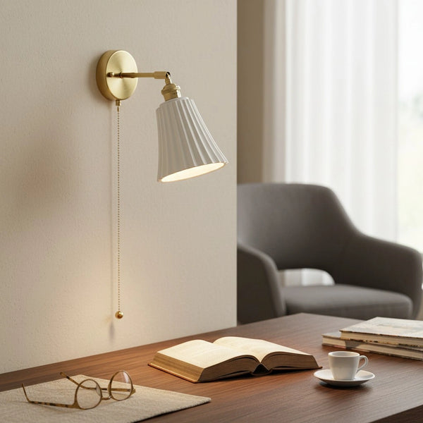 Chasel Modern Pull Cord Ceramic Wall Lamp