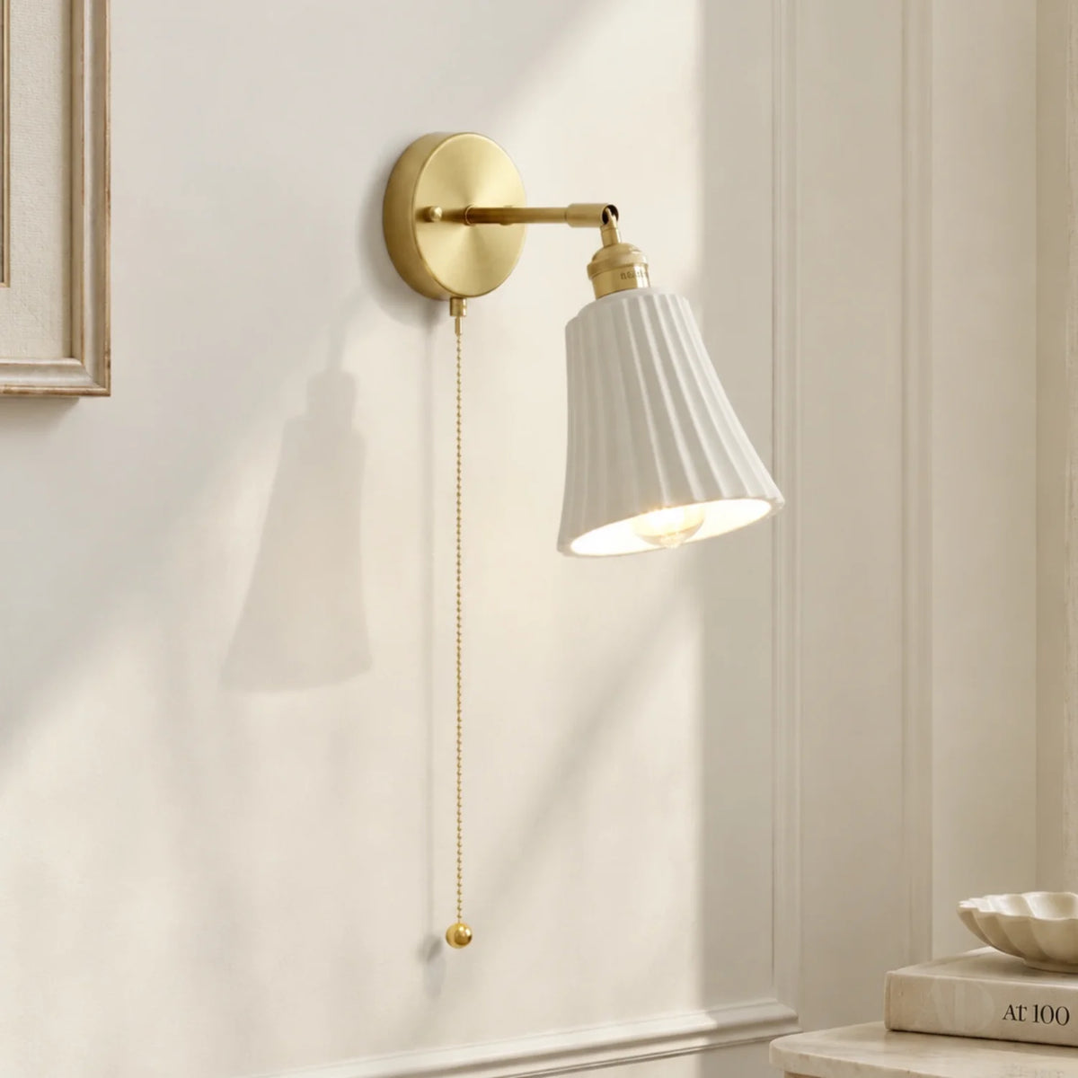 Lampe murale en céramique moderne à cordon tirette Chasel