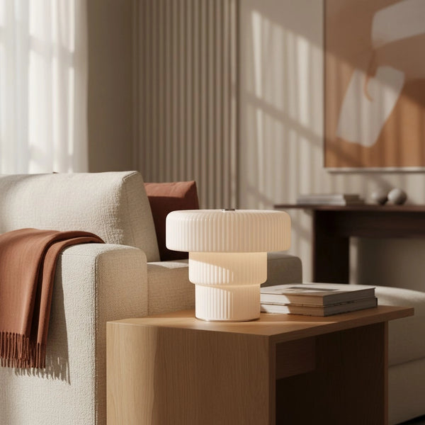 Cora minimalistisk bärbar bordslampa i blåsigt glas