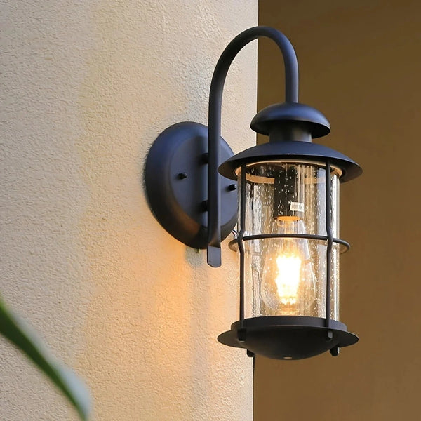 Craig Retro Industrialna Szklana Lampa Ścienna Latarnia