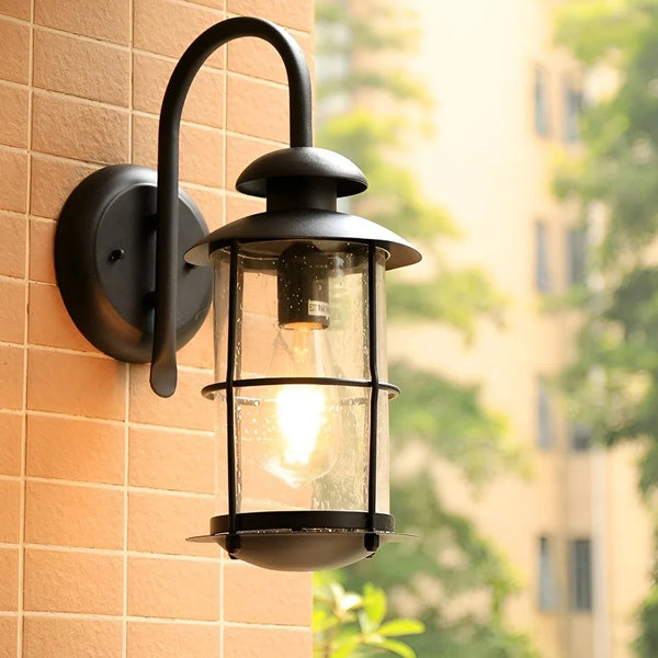 Craig Modern Industrial Glass Lantern Wall Light