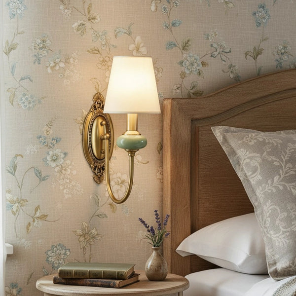 Della Retro Curved Arm Ceramic Wall Lamp