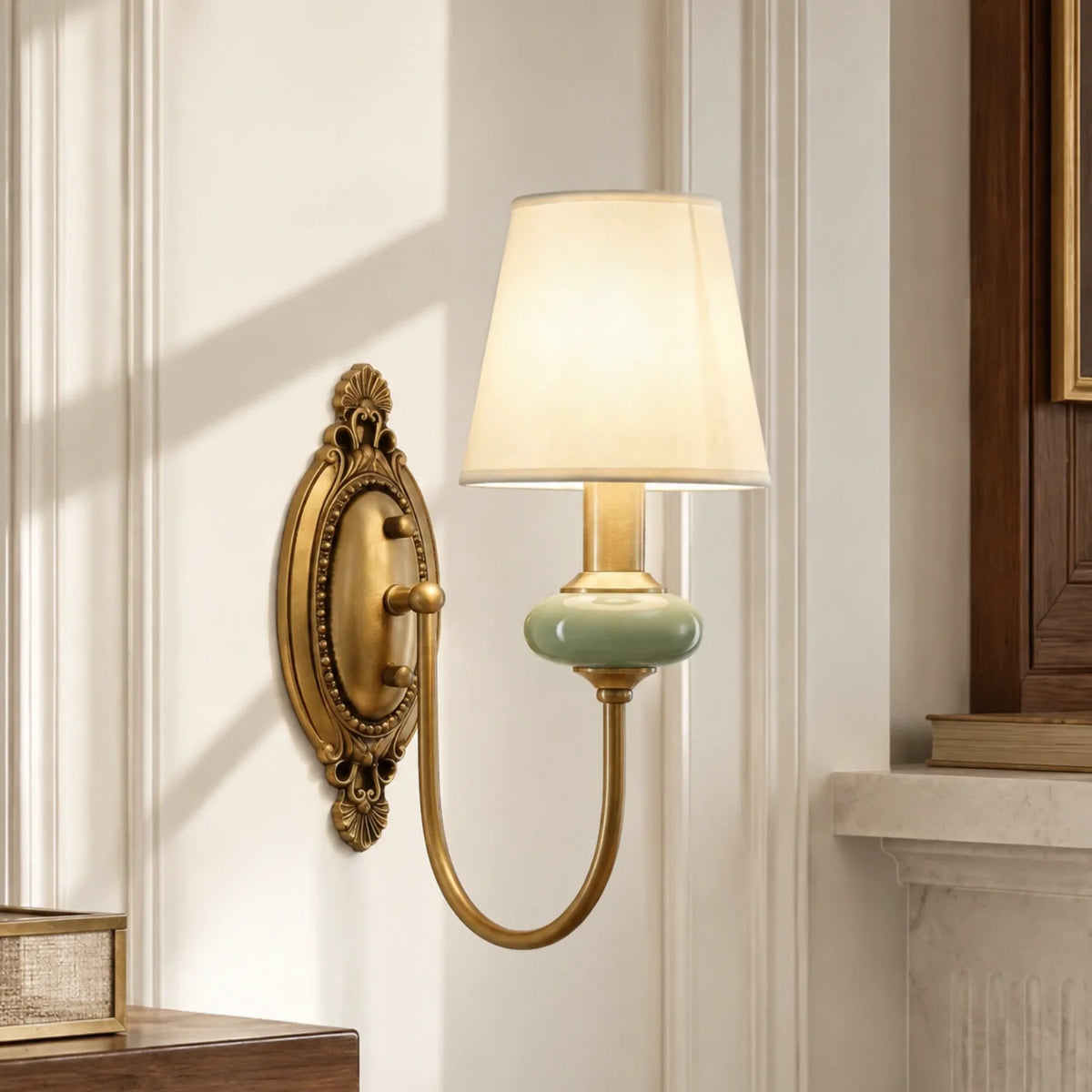 Lampe murale en céramique à bras courbé rétro Della
