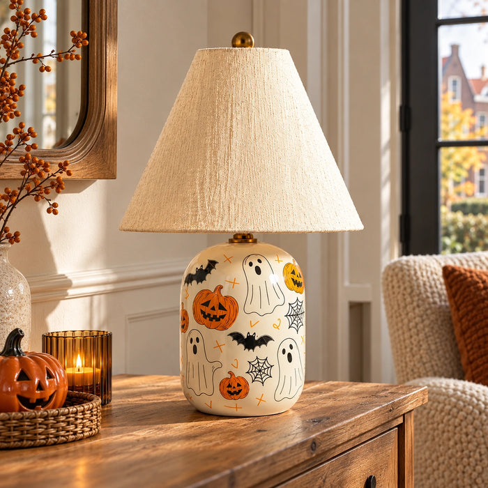 Diyor Retro Ceramic Tapered Linen Table Lamp