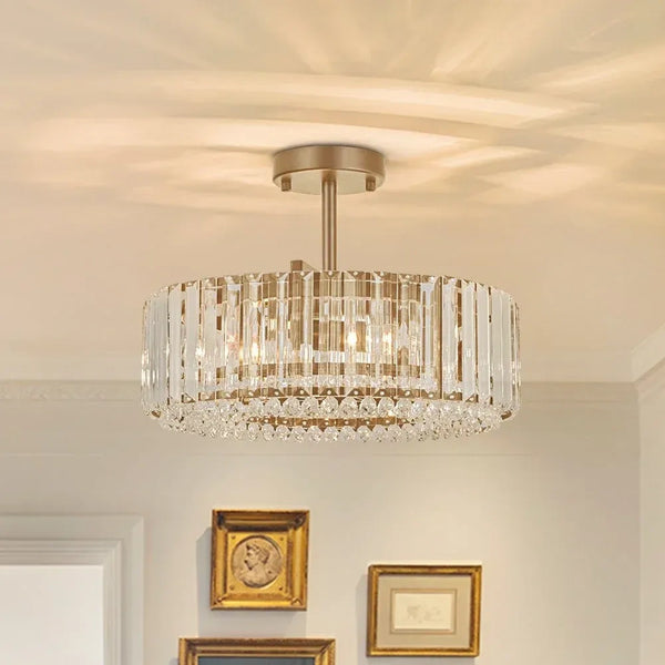 Dominic Modern luxury Drum Crystal Ceiling Light