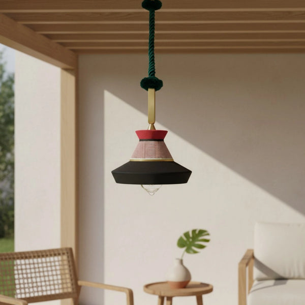 Elijah Vintage Contrasting Fabric Pendant Light