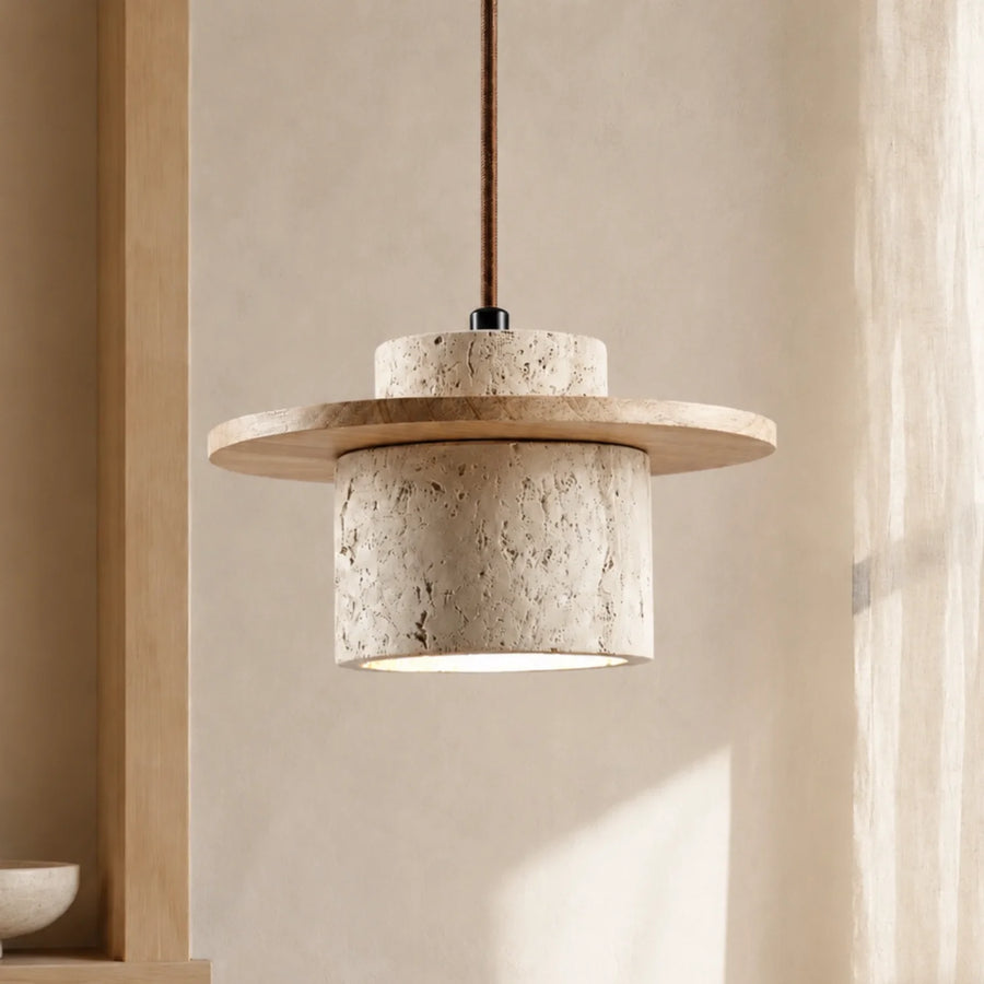 Lampada a sospensione in pietra travertino Elindra Nordic