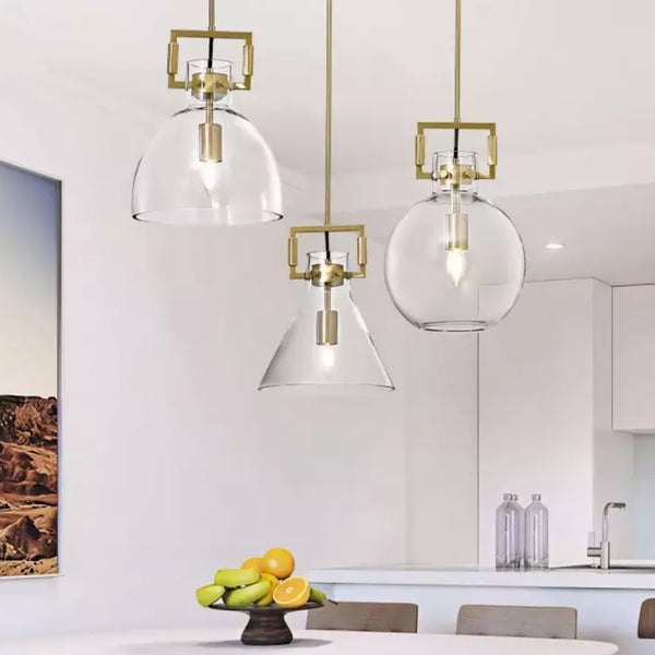 Lampada a sospensione in vetro trasparente Elliot Farmhouse