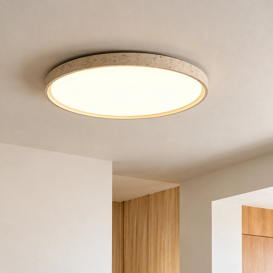 Lampada da soffitto rotonda minimalista in travertino Eryndor