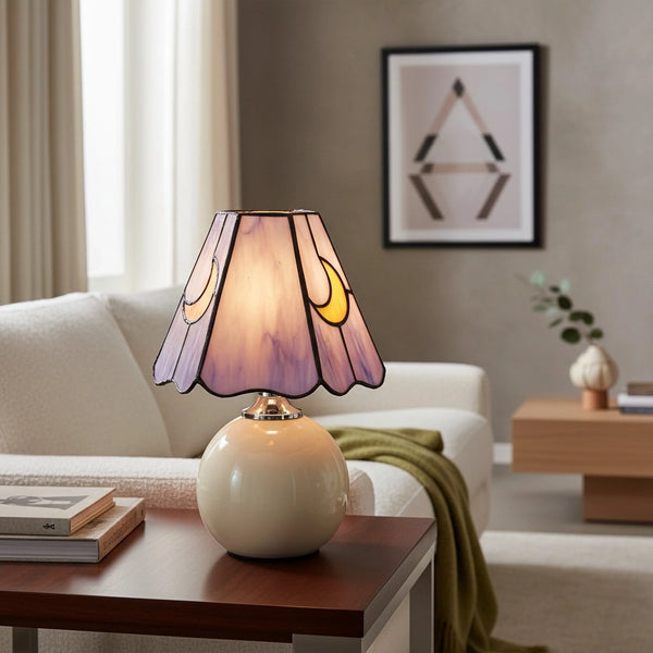 Faithe Mushroom Tiffany Moon Ceramic Table Lamp