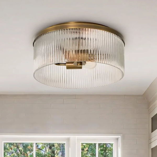 Eos Ronde Geribbelde Kristallen Plafondlamp