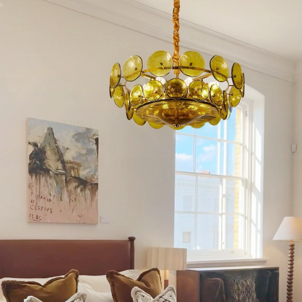 Hollis Amber Murano Glass Vintage Chandelier