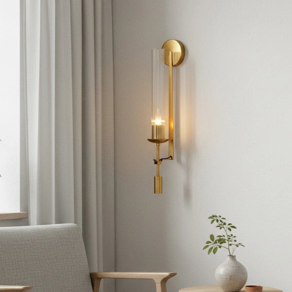 Lámpara de pared tubular de vidrio de latón moderno Jerry