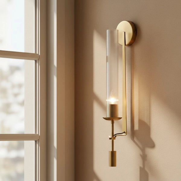 Jerry Modern Brass Tubular Glass Wall Lamp
