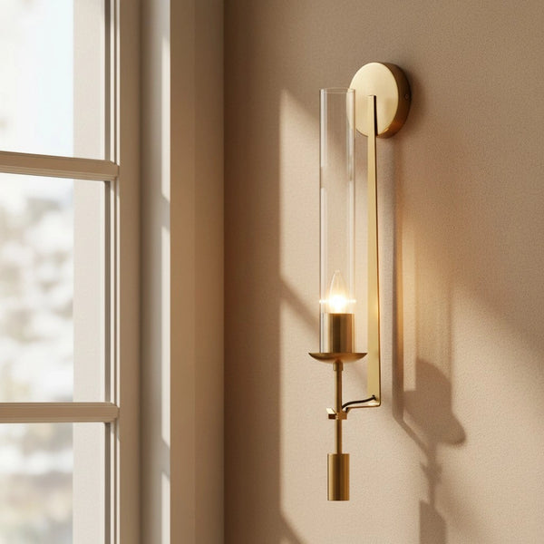 Jerry Modern Brass Tubular Glass Wall Lamp