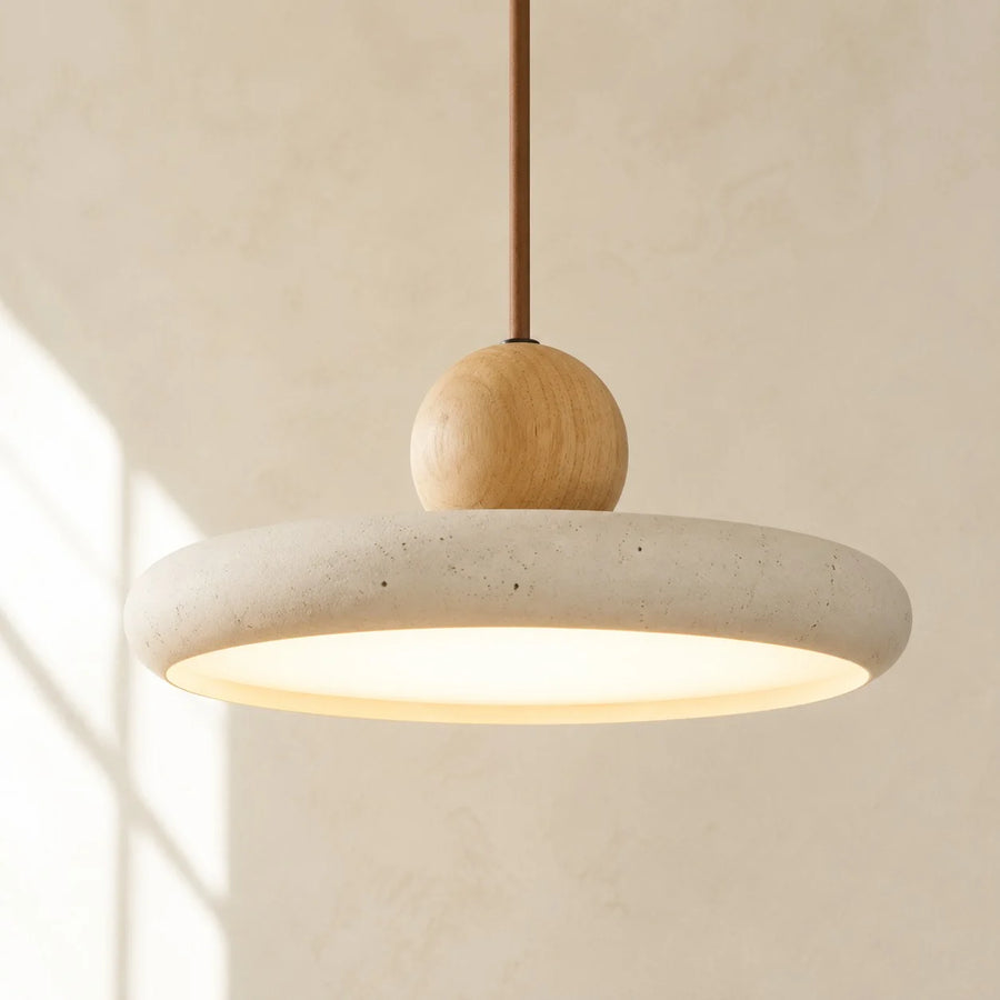 Lampada a sospensione circolare in travertino vintage Katriina
