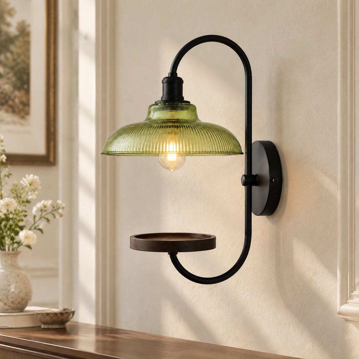 Maelis vintage glazen wandlamp