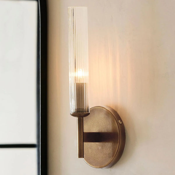 Lampada da parete a tubo in vetro rigato stile fattoria Marvin