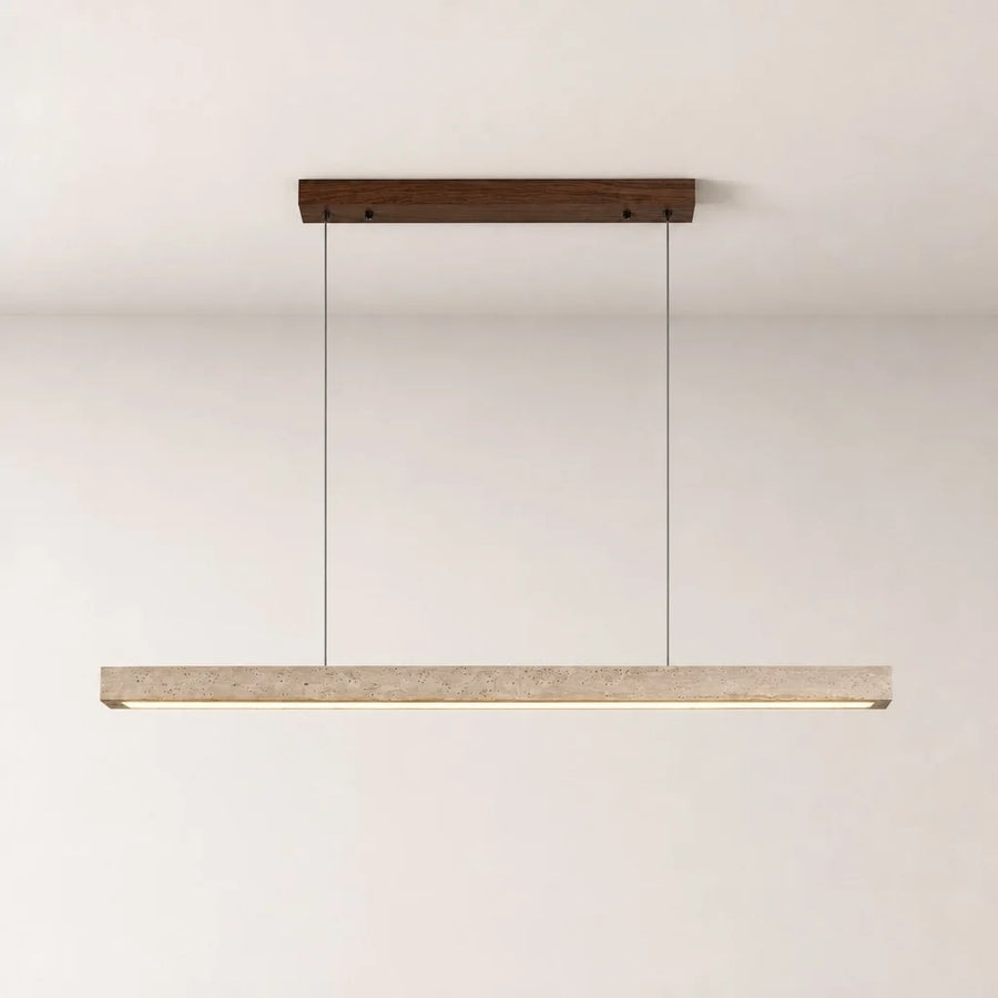Lampada a sospensione lineare Merox Wabi-Sabi in travertino naturale