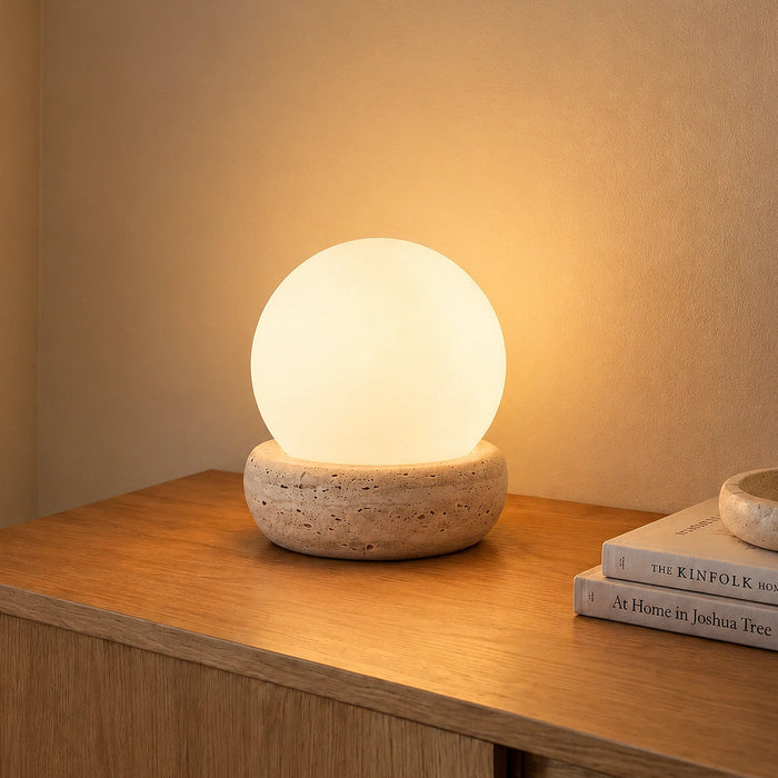 Mirelle Modern Travertine Globe Table Lamp