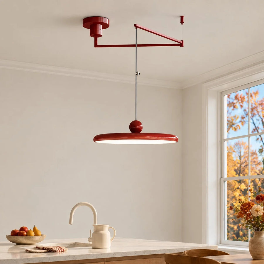 Orion Adjustable Swing Arm Acrylic Disc Pendant Light