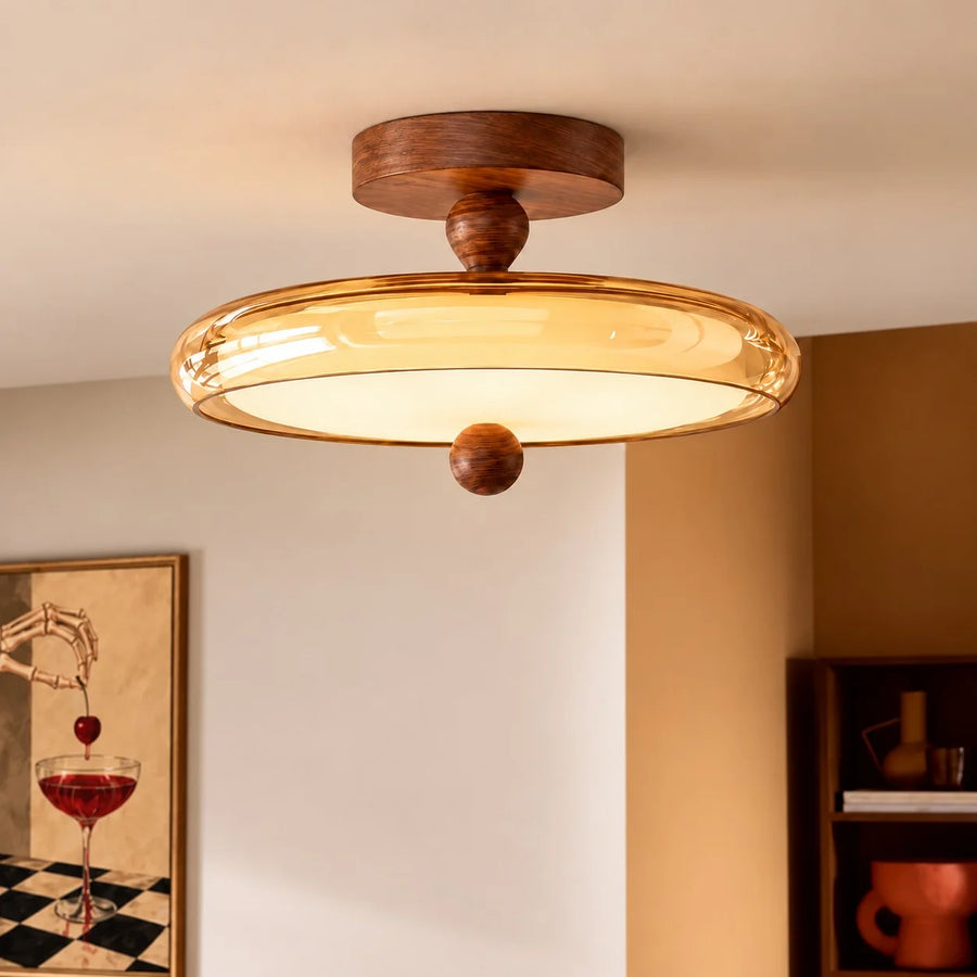 Orlena Vintage Glass Disc Flush Mount Ceiling Light