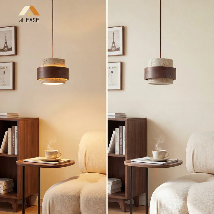 Mini cilindervormige hanglamp van natuursteen Mini cilindervormige hanglamp van natuursteen