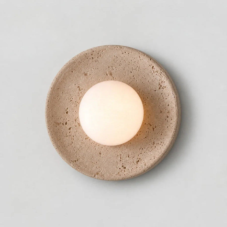 Lampada da parete Selara Wabi-Sabi Moon in travertino beige
