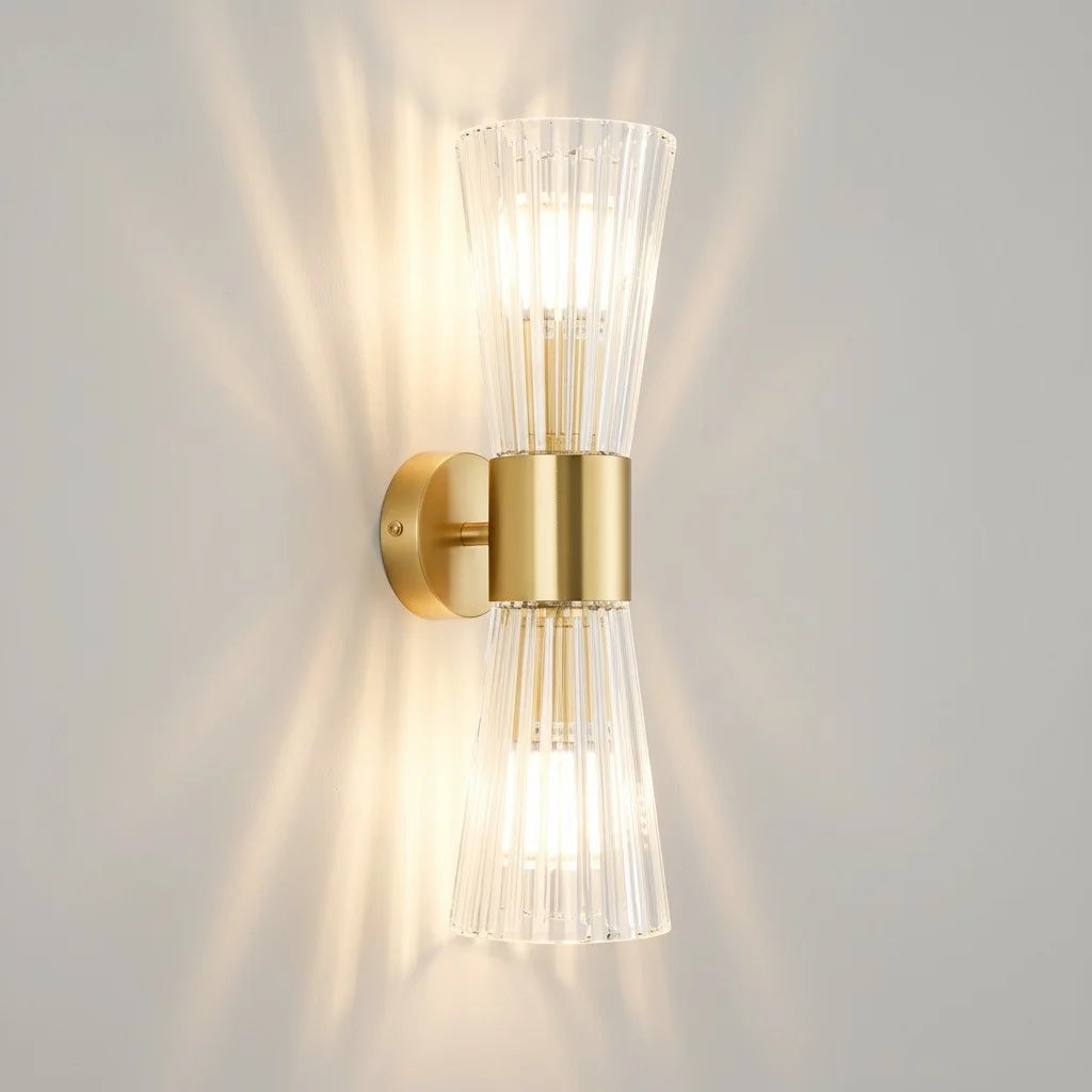 Applique murale double tête en cristal Sirius à rainures