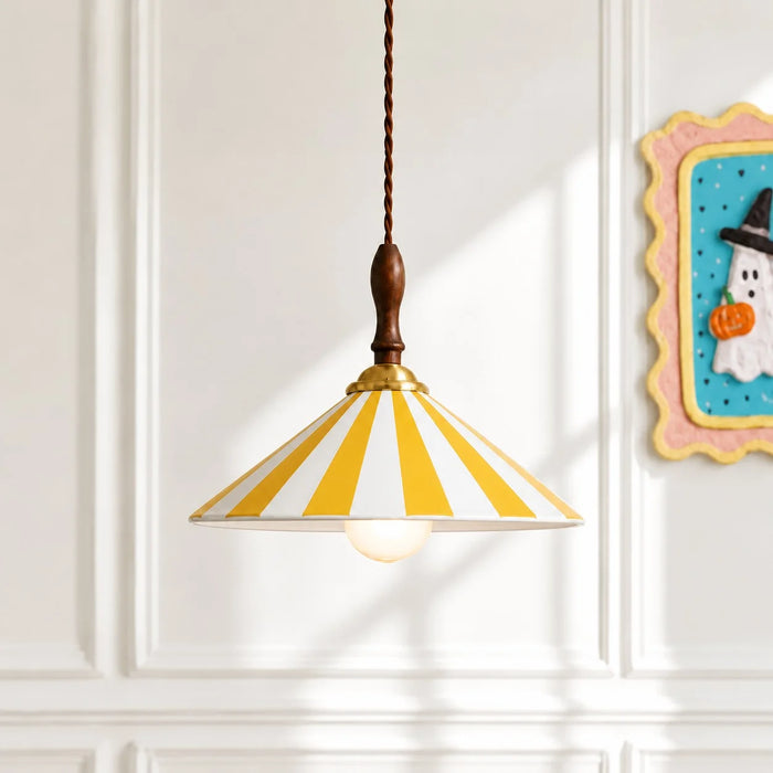 Solenne Vintage Striped Ceramic Pendant Light